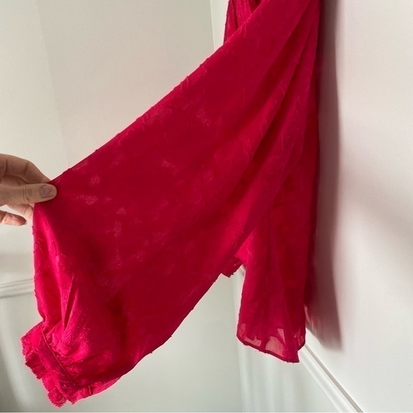 A Mtl Pink Fuchsia Frill Long Sleeve Blouse Large - Picture 3 of 5